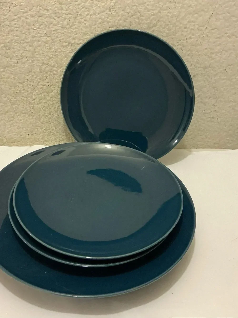IKEA Stoneware Dark Blue 8” Set of 3 Salad Plates & 3 dinner plates 10.5” 22610